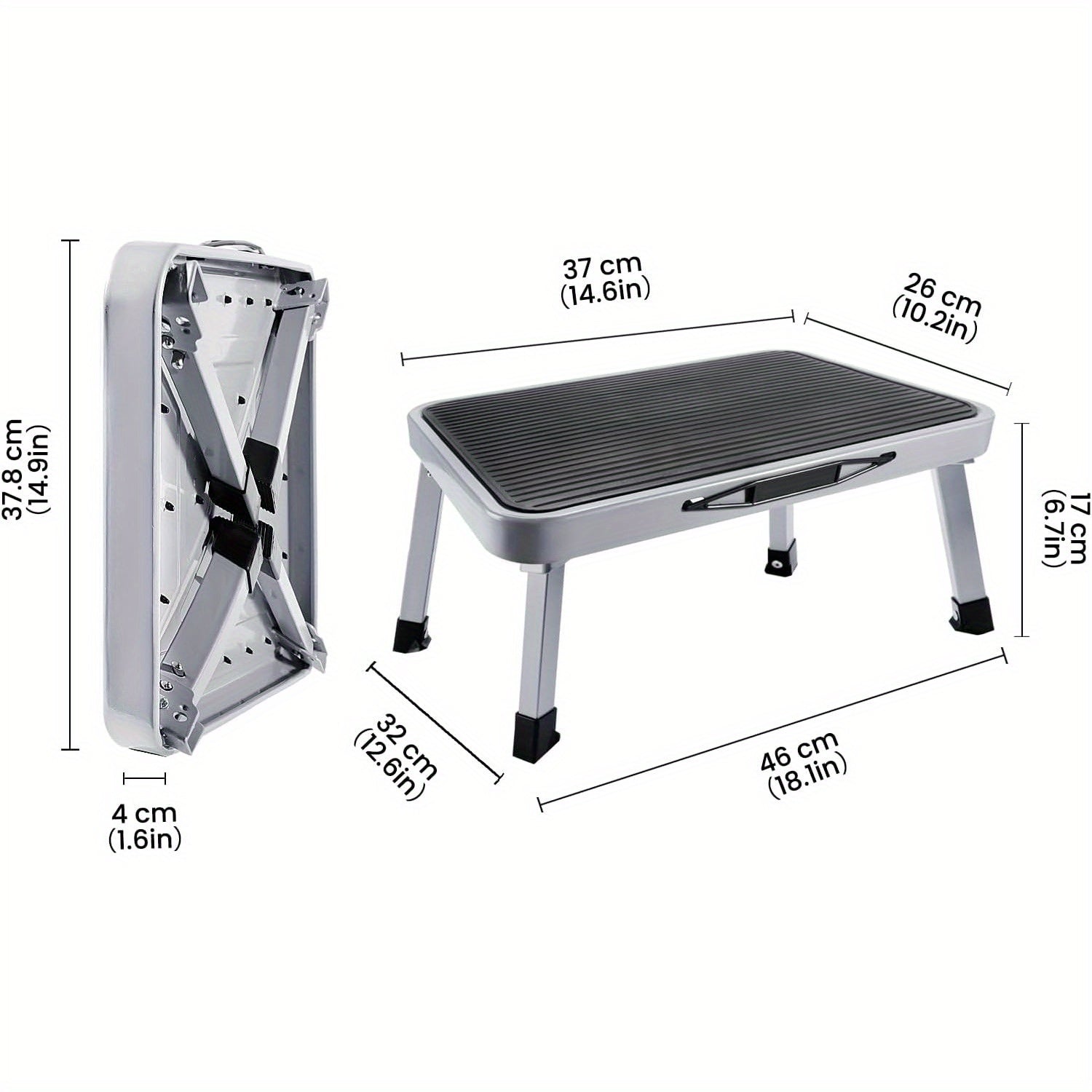 Step Stool with Foldable, Non-Slip, 150kg, Wood for living rooms - product gallery image 4