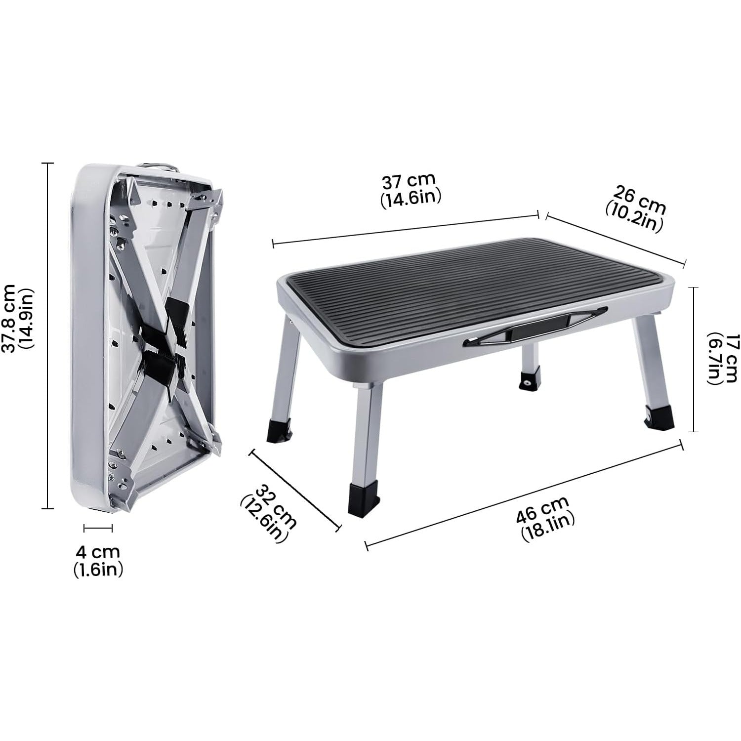 Step Stool with Foldable, Non-Slip, 150kg, Wood for living rooms - product gallery image 7