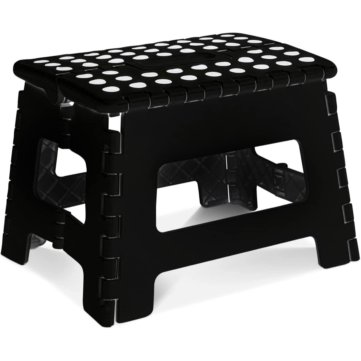 Step Stool with Foldable, Non-Slip, Plastic, Folding Inch Carry Handle Anti-Slip Footpad - Black option