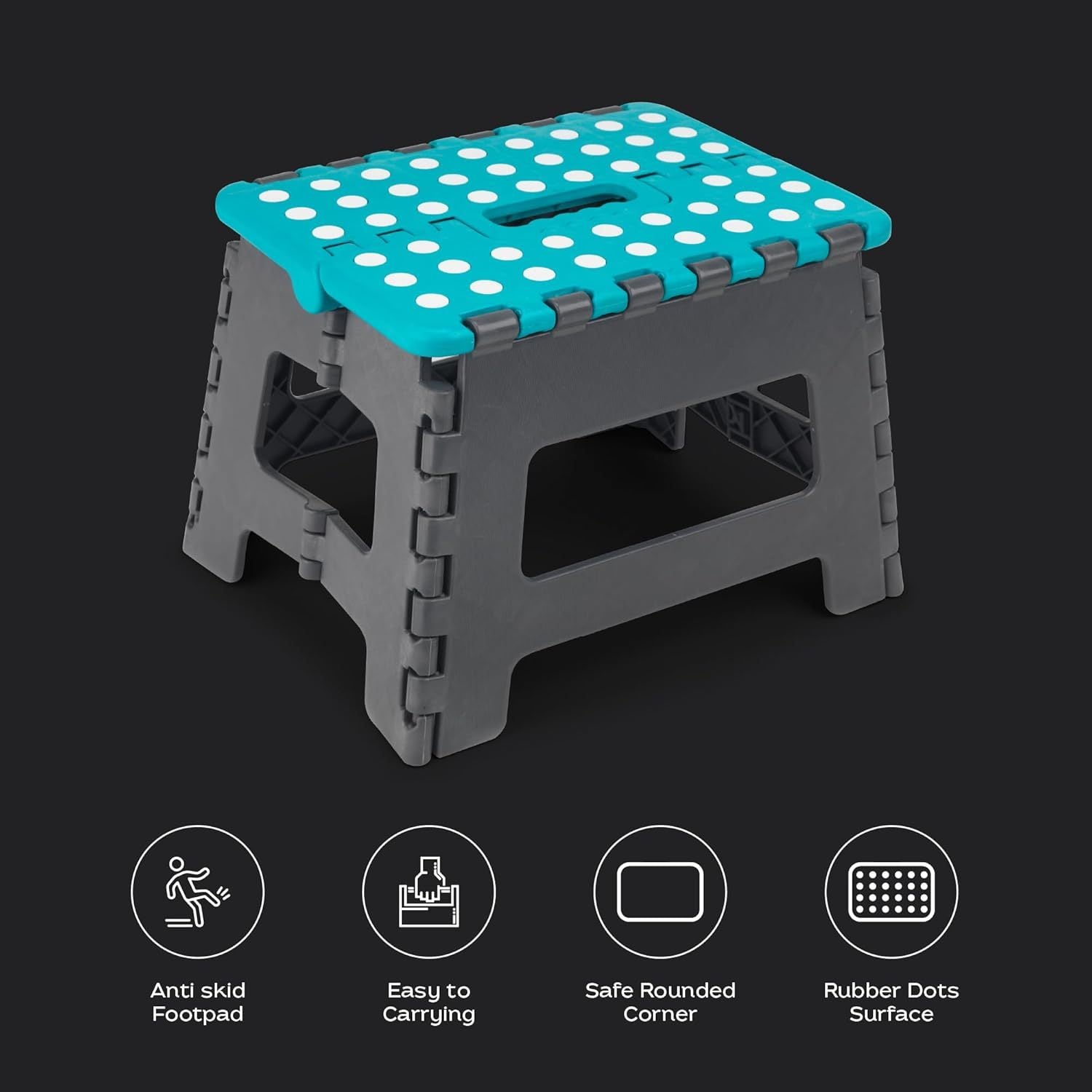 Step Stool with Foldable, Non-Slip, Plastic, Folding Inch Carry Handle Anti-Slip Footpad - product gallery image 11