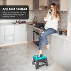 Step Stool with Foldable, Non-Slip, Plastic, Folding Inch Carry Handle Anti-Slip Footpad - product gallery image 14