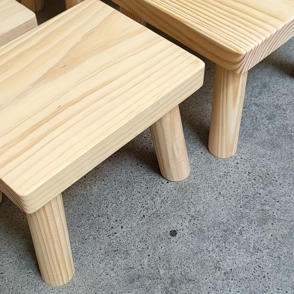 Stool with Wood, Nordic Solid Wood Shoe Changing Rectangular - product gallery image 2