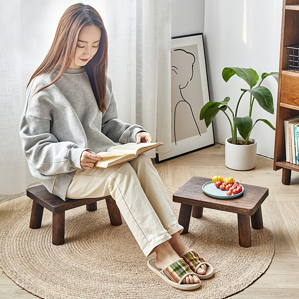 Stool with Wood, Nordic Solid Wood Shoe Changing Rectangular - product gallery image 4