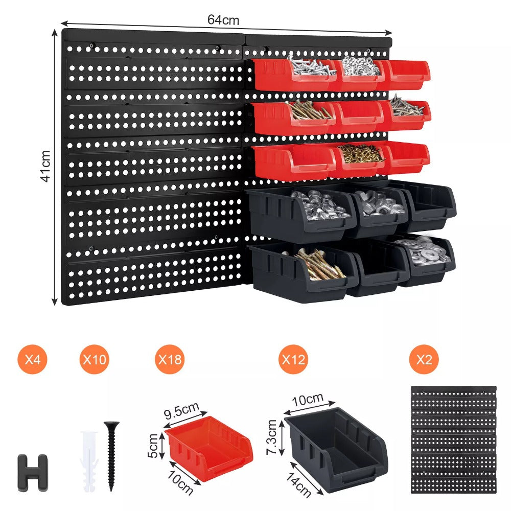 Storage Bin with Wall-Mounted, Plastic, 32pc Wall Mounted Bins Garage Organiser - product gallery image 15