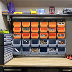 Storage Bin with Wall-Mounted, Plastic, 32pc Wall Mounted Bins Garage Organiser - product gallery image 17