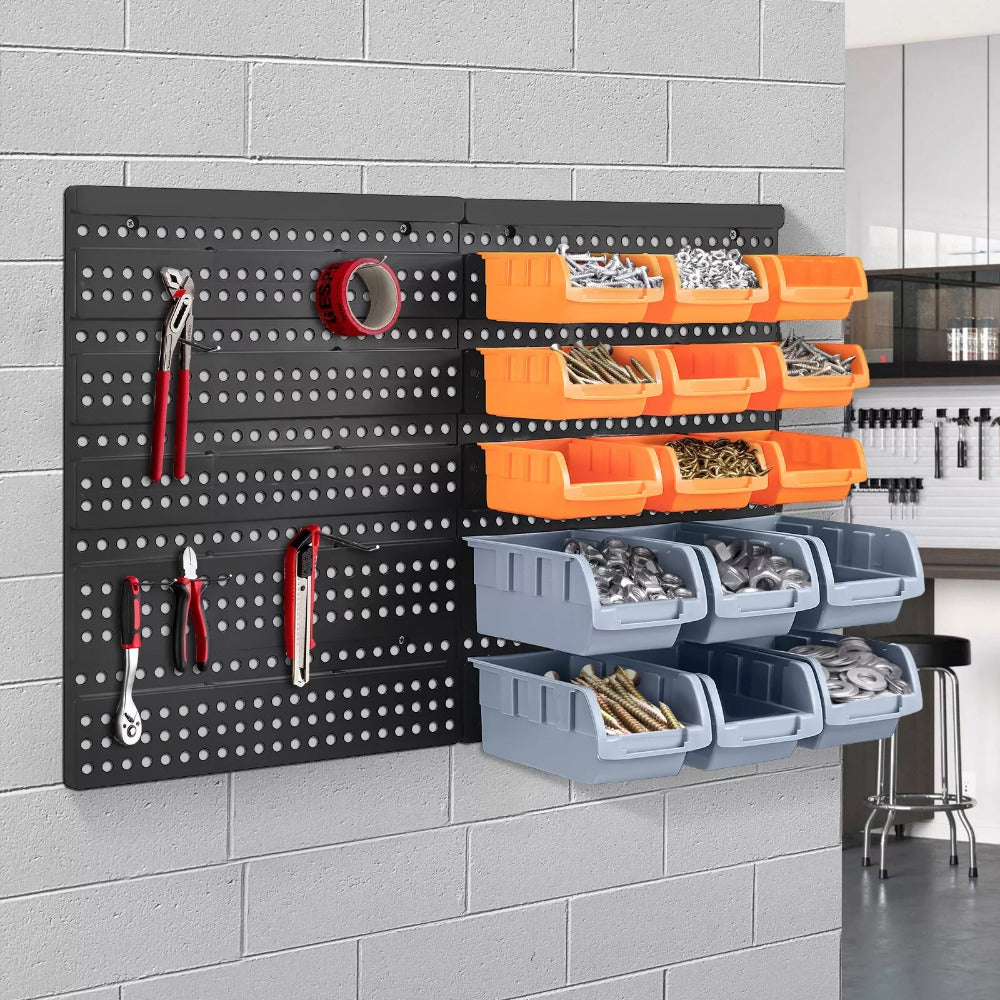 Storage Bin with Wall-Mounted, Plastic, 32pc Wall Mounted Bins Garage Organiser - product gallery image 18