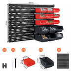 Storage Bin with Wall-Mounted, Plastic, 32pc Wall Mounted Bins Garage Organiser - product gallery image 2