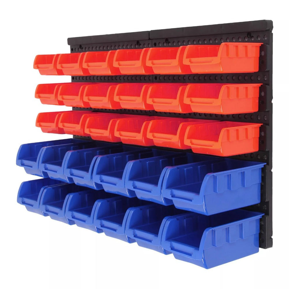 Storage Bin with Wall-Mounted, Plastic, 32pc Wall Mounted Bins Garage Organiser - product gallery image 20