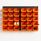 Storage Bin with Wall-Mounted, Plastic, 32pc Wall Mounted Bins Garage Organiser - product gallery image 21