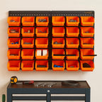 Storage Bin with Wall-Mounted, Plastic, 32pc Wall Mounted Bins Garage Organiser - product gallery image 23