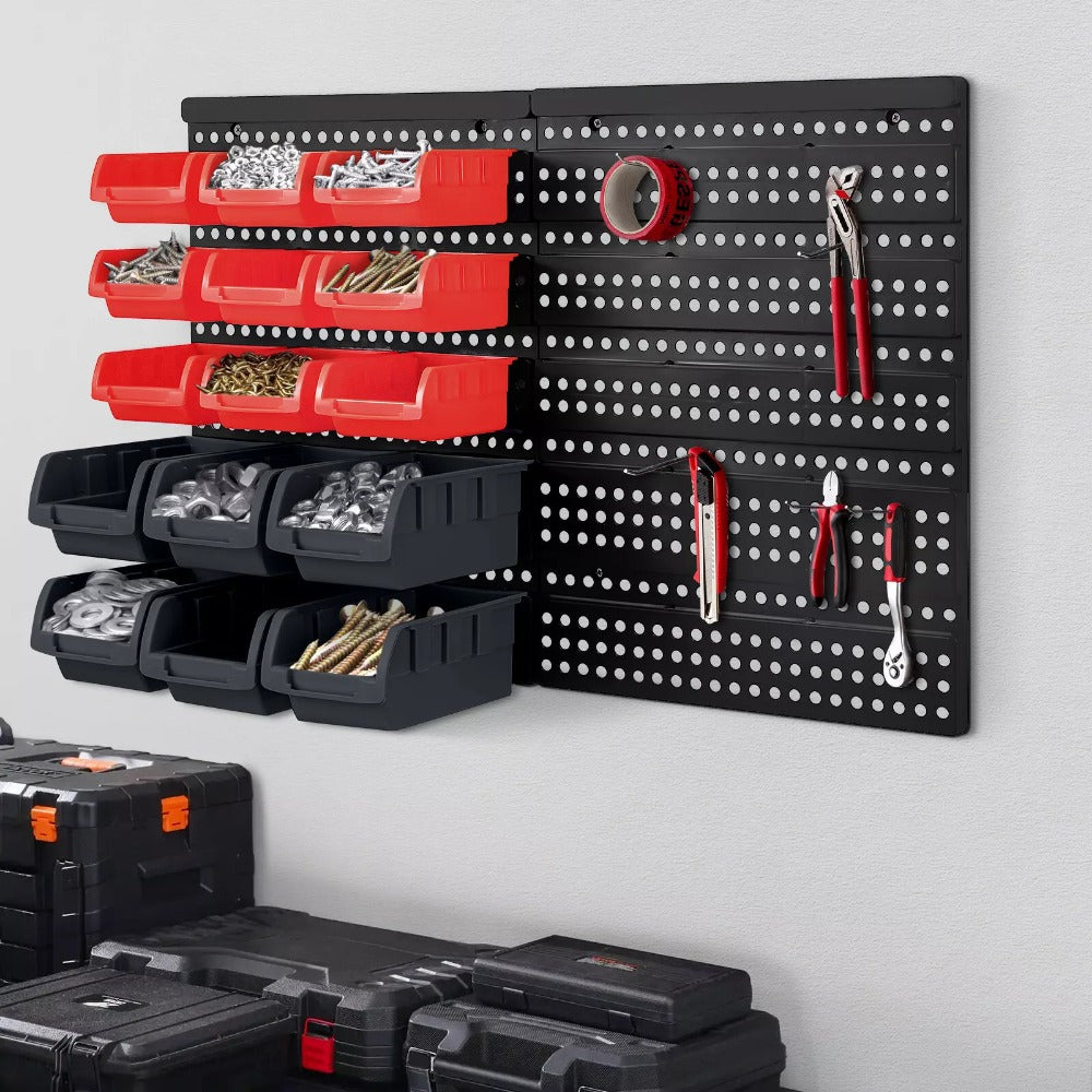 Storage Bin with Wall-Mounted, Plastic, 32pc Wall Mounted Bins Garage Organiser - product gallery image 3