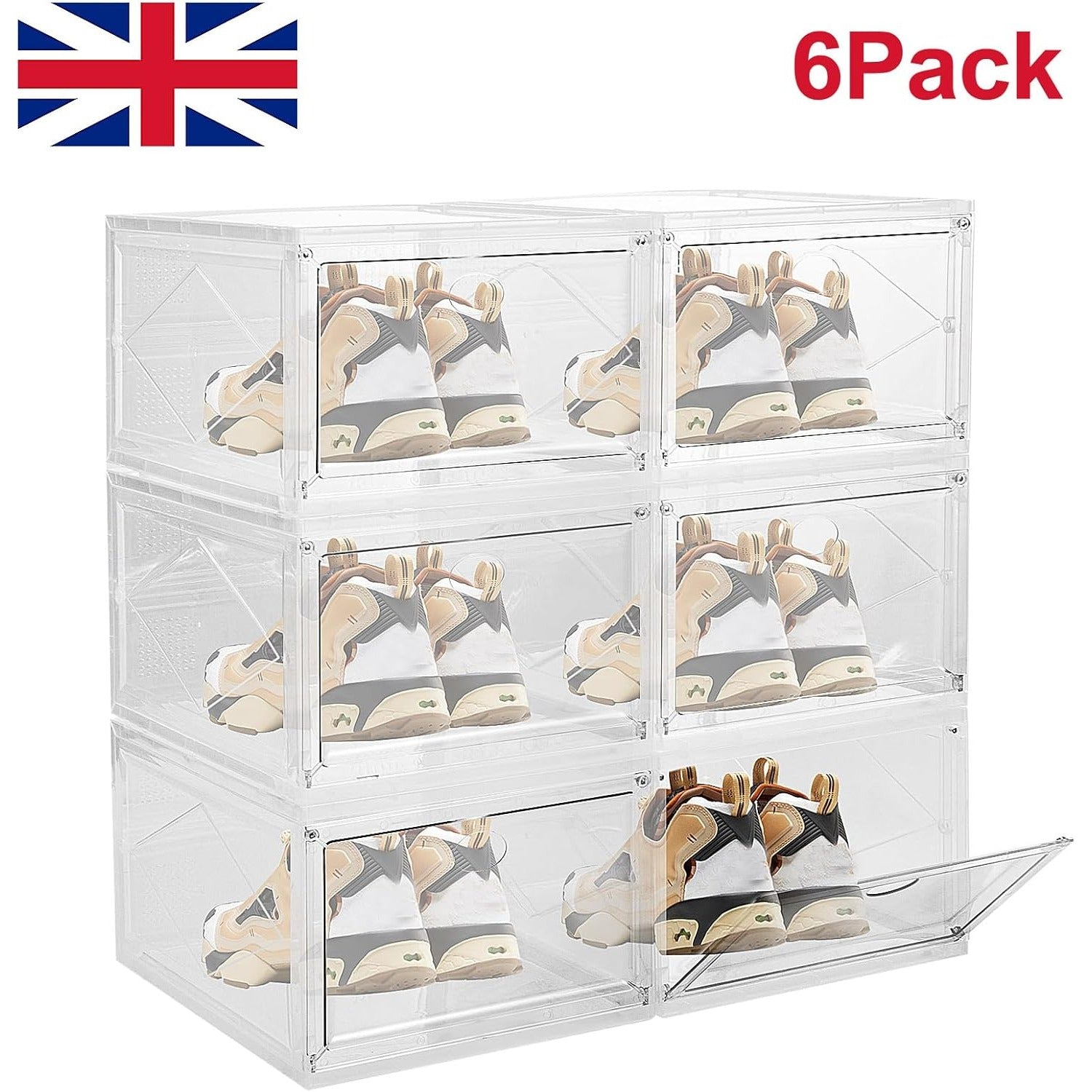 Storage Box with Acrylic, 6 Pack, 6PCS, Shoe Boxes Clear Stackable Transparent Plastic - product gallery image 3