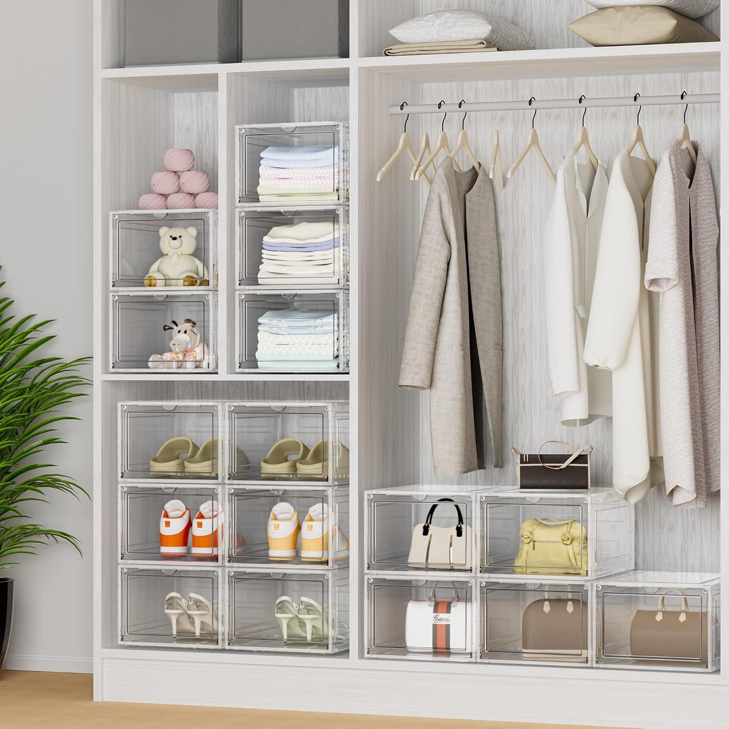 Storage Box with Acrylic, 6 Pack, 6PCS, Shoe Boxes Clear Stackable Transparent Plastic - product gallery image 4