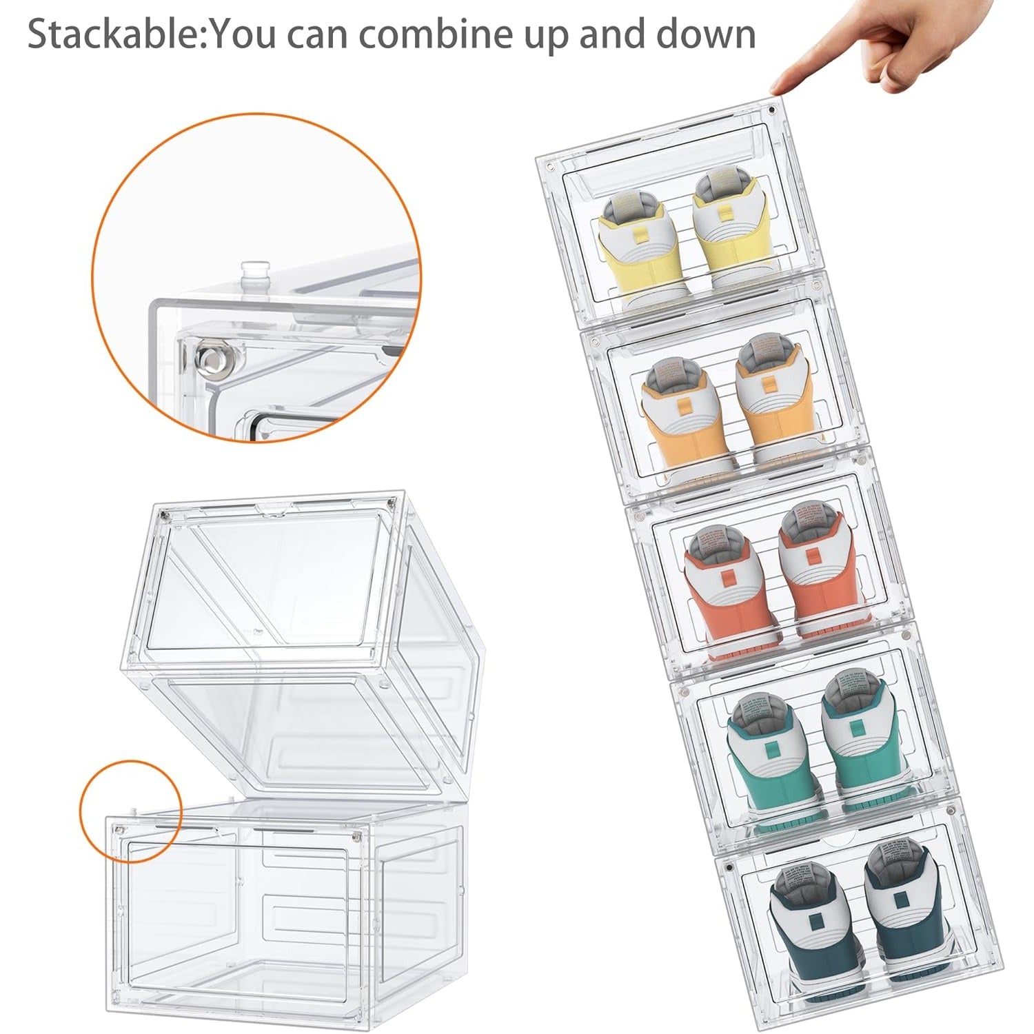Storage Box with Acrylic, 6 Pack, 6PCS, Shoe Boxes Clear Stackable Transparent Plastic - product gallery image 7