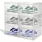 Storage Box with Acrylic, 6 Pack, 6PCS, Shoe Boxes Clear Stackable Transparent Plastic