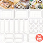 Storage Box with Space-Saving, Plastic, 26PCS/Set for home offices - Transparent, 26PCS/Set option