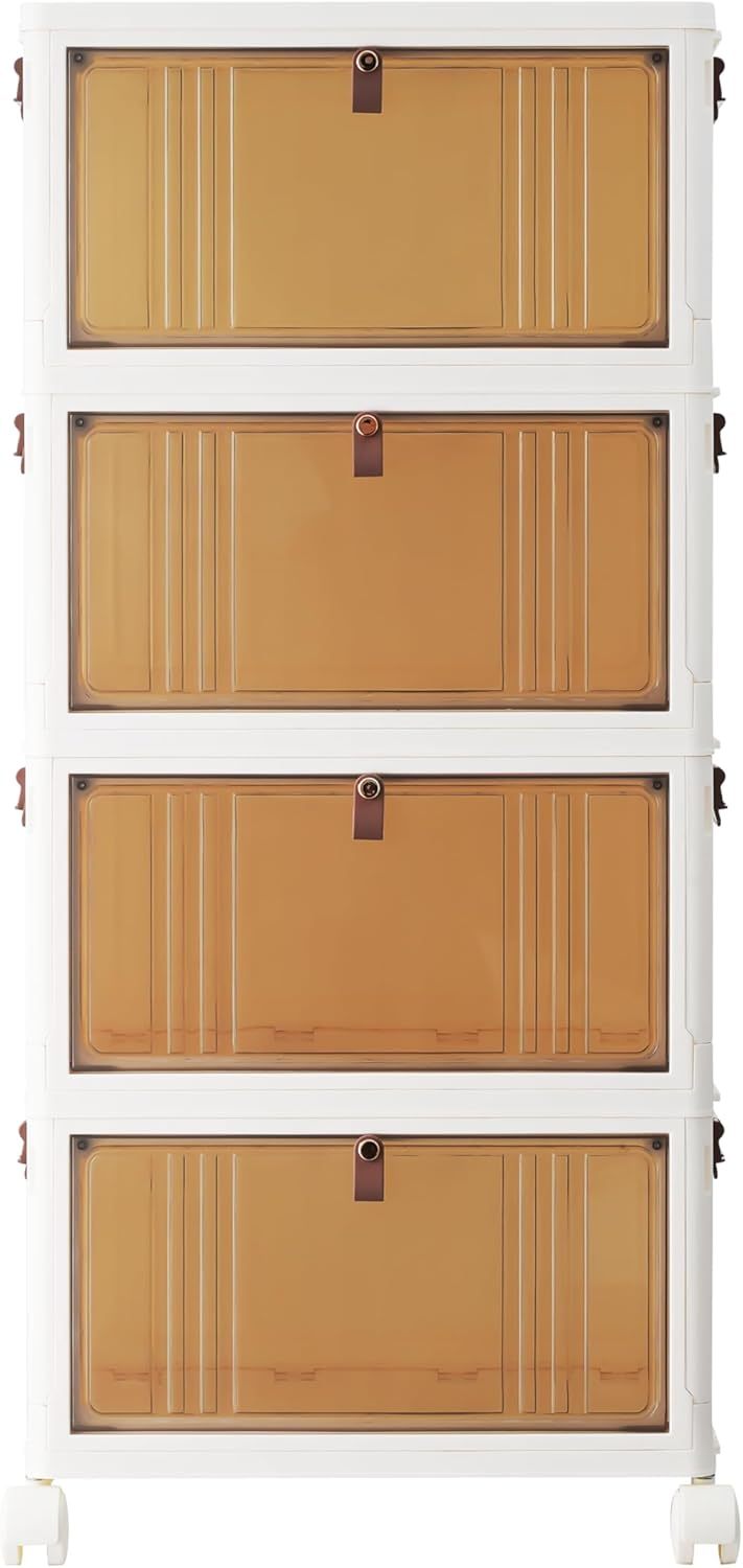 Storage Box with Wheels, Lockable, Plastic, 4-Tier Stackable Wheels Lids Total Clear - product gallery image 10