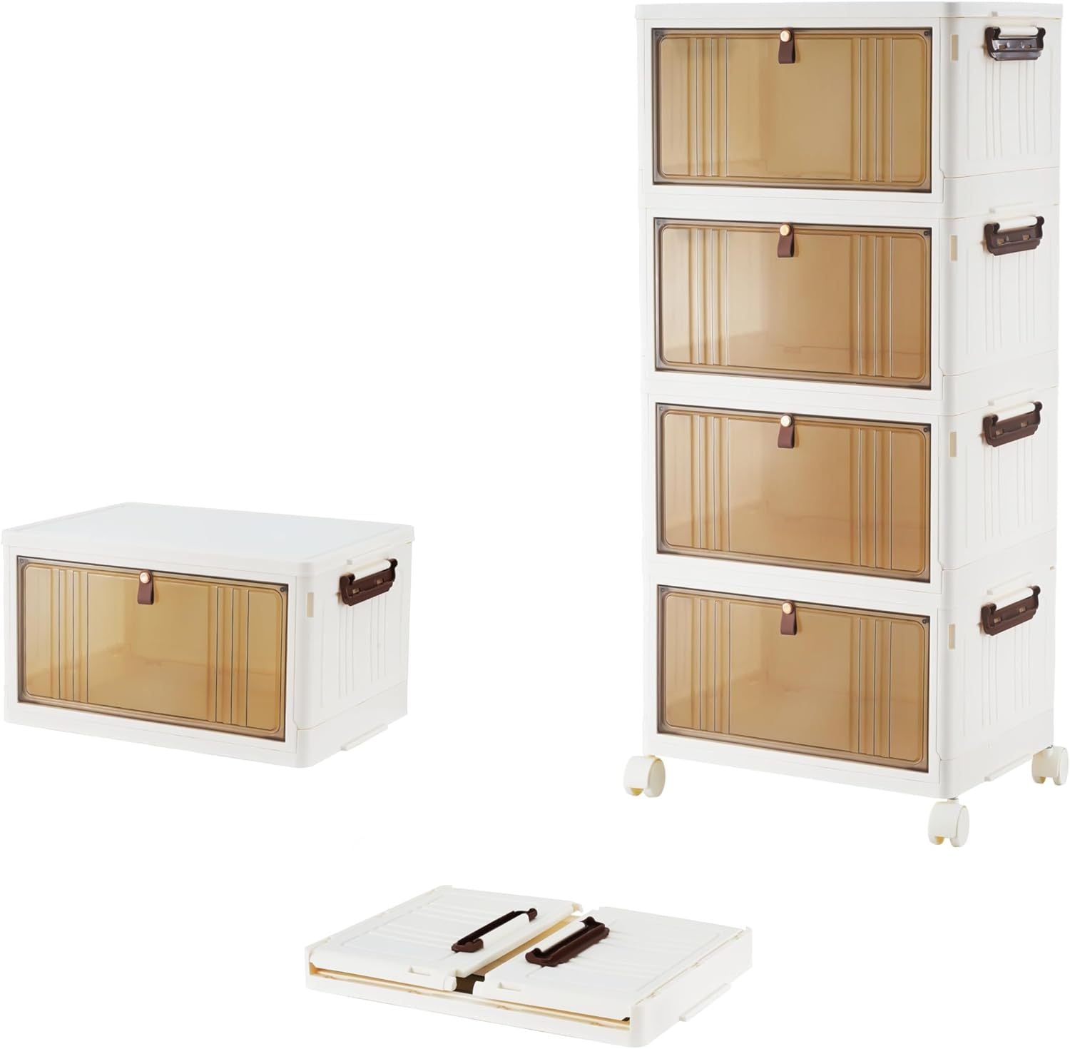 Storage Box with Wheels, Lockable, Plastic, 4-Tier Stackable Wheels Lids Total Clear - product gallery image 13