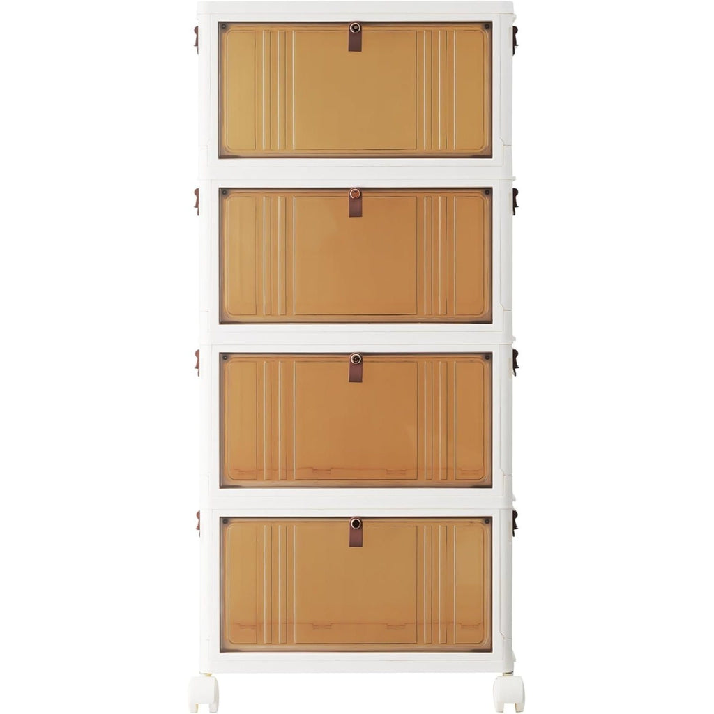 Storage Box with Wheels, Lockable, Plastic, 4-Tier Stackable Wheels Lids Total Clear - product gallery image 3