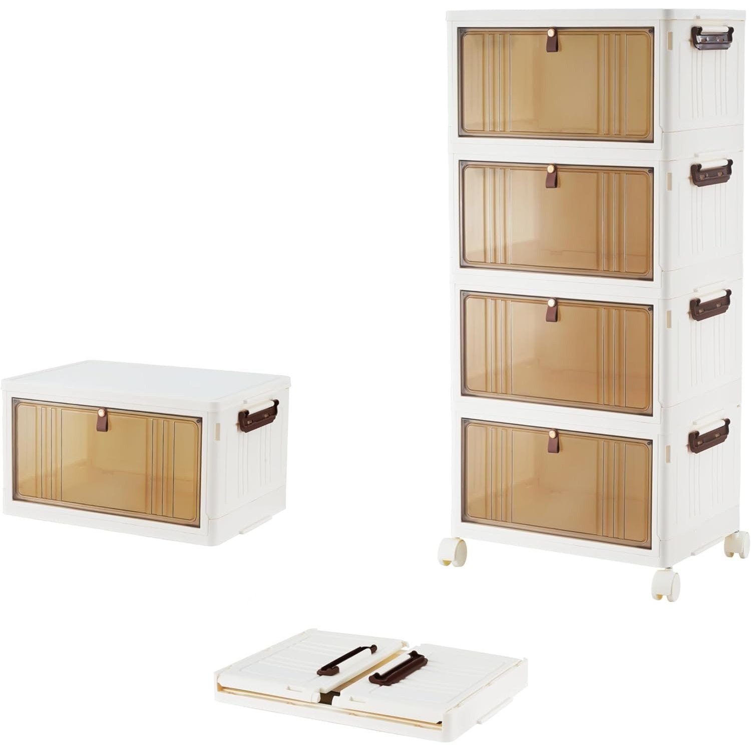 Storage Box with Wheels, Lockable, Plastic, 4-Tier Stackable Wheels Lids Total Clear - product gallery image 6