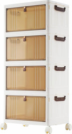 Storage Box with Wheels, Lockable, Plastic, 4-Tier Stackable Wheels Lids Total Clear - product gallery image 8