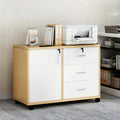 Storage Cabinet with Easy Assembly, Wheels, Lockable, Wood - 60*36cm three drawers and one door option