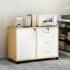Storage Cabinet with Easy Assembly, Wheels, Lockable, Wood - 60*36cm three drawers and one door option
