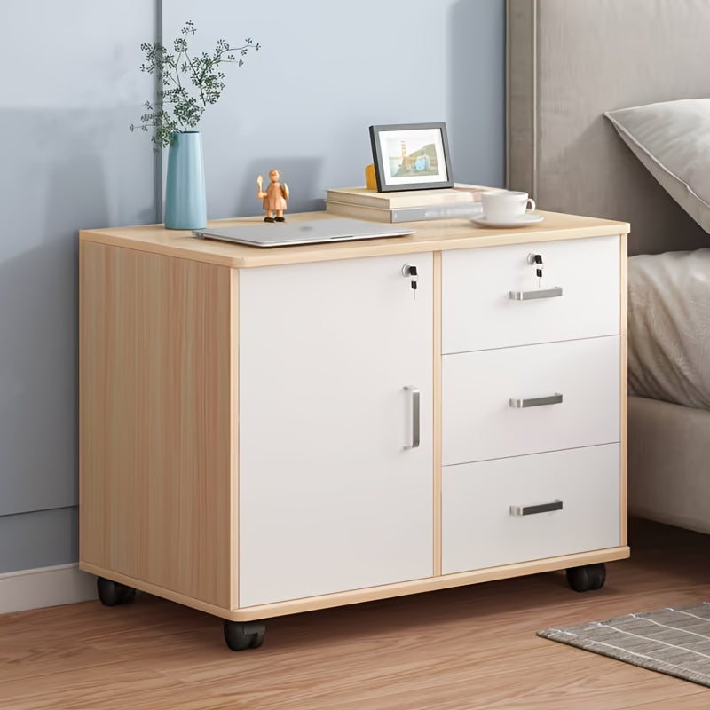 Storage Cabinet with Easy Assembly, Wheels, Lockable, Wood - product gallery image 5