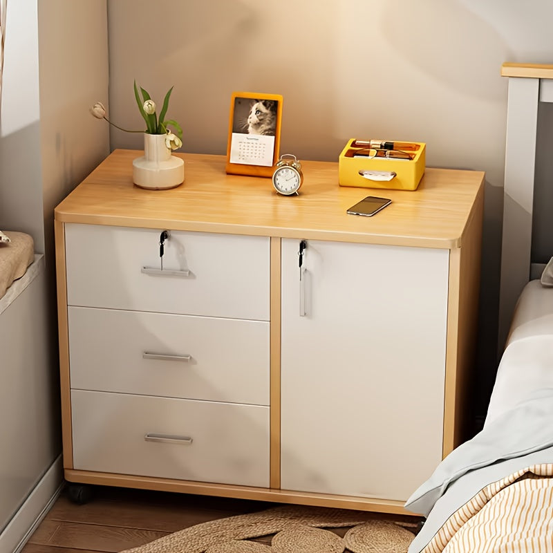 Storage Cabinet with Easy Assembly, Wheels, Lockable, Wood - product gallery image 6