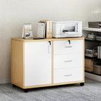 Storage Cabinet with Easy Assembly, Wheels, Lockable, Wood