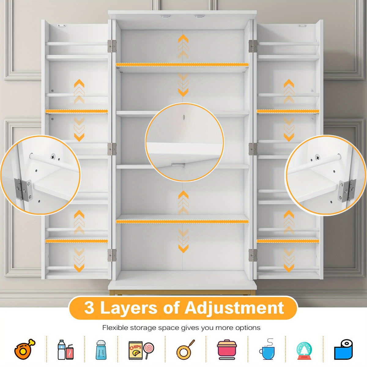 Storage Cabinet with Freestanding, Adjustable Shelf, 130cm - product gallery image 4