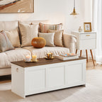 Storage Chest with 100cm, Wood, Bench Rustic Brown, Blanket Box Safety - product gallery image 2
