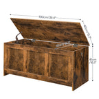 Storage Chest with 100cm, Wood, Bench Rustic Brown, Blanket Box Safety - product gallery image 4