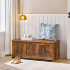 Storage Chest with 100cm, Wood, Bench Rustic Brown, Blanket Box Safety