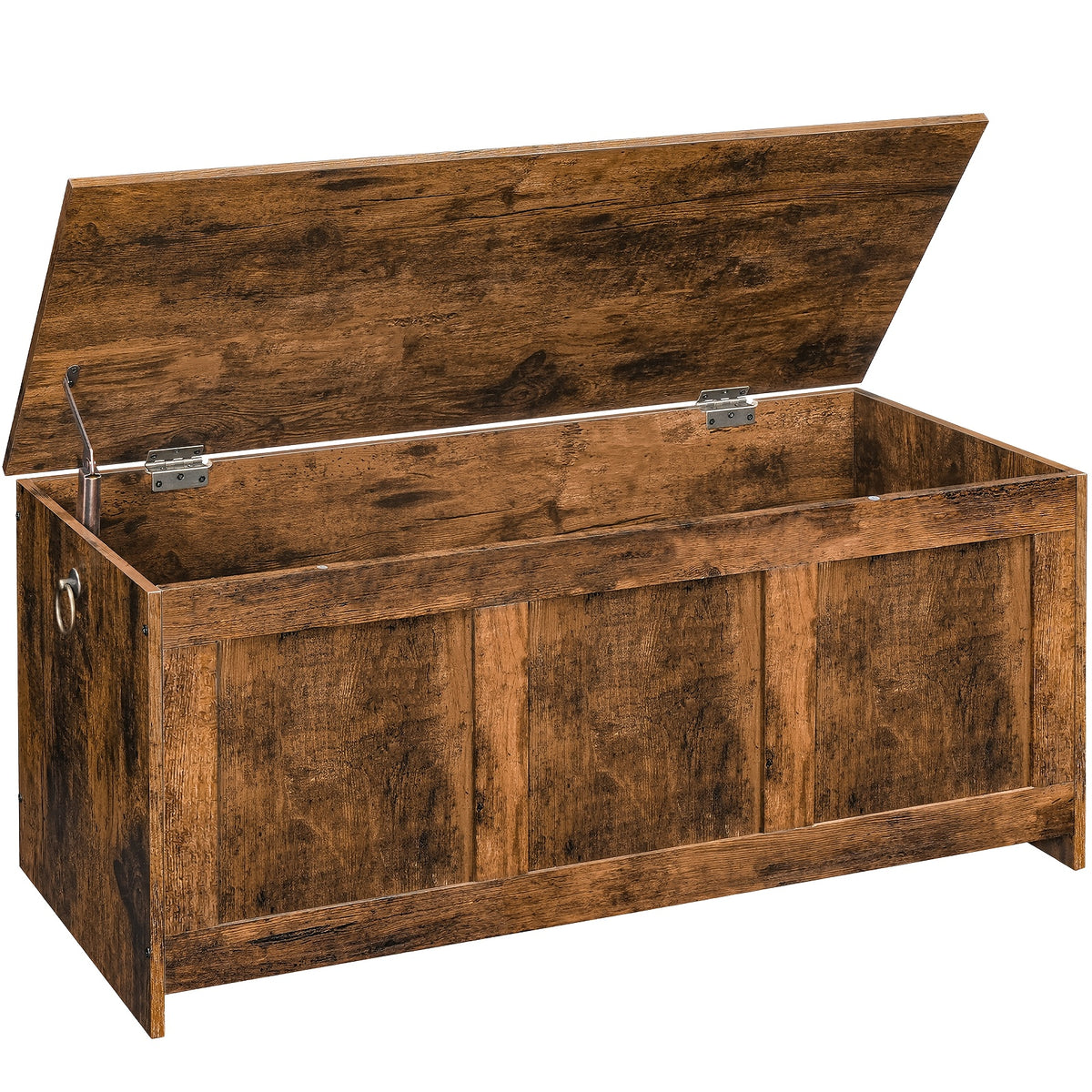 Storage Chest with 100cm, Wood, Bench Rustic Brown, Blanket Box Safety - Rustic Brown option