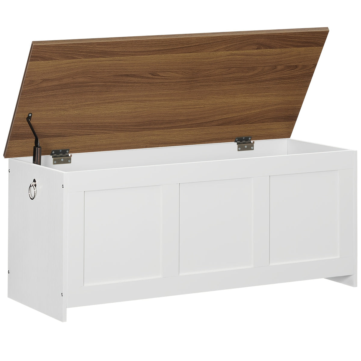 Storage Chest with 100cm, Wood, Bench Rustic Brown, Blanket Box Safety - White option