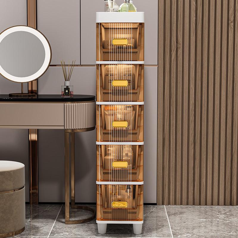 Storage Drawer Unit with Pull-Out, Plastic for home offices - Brown-5 Tier option