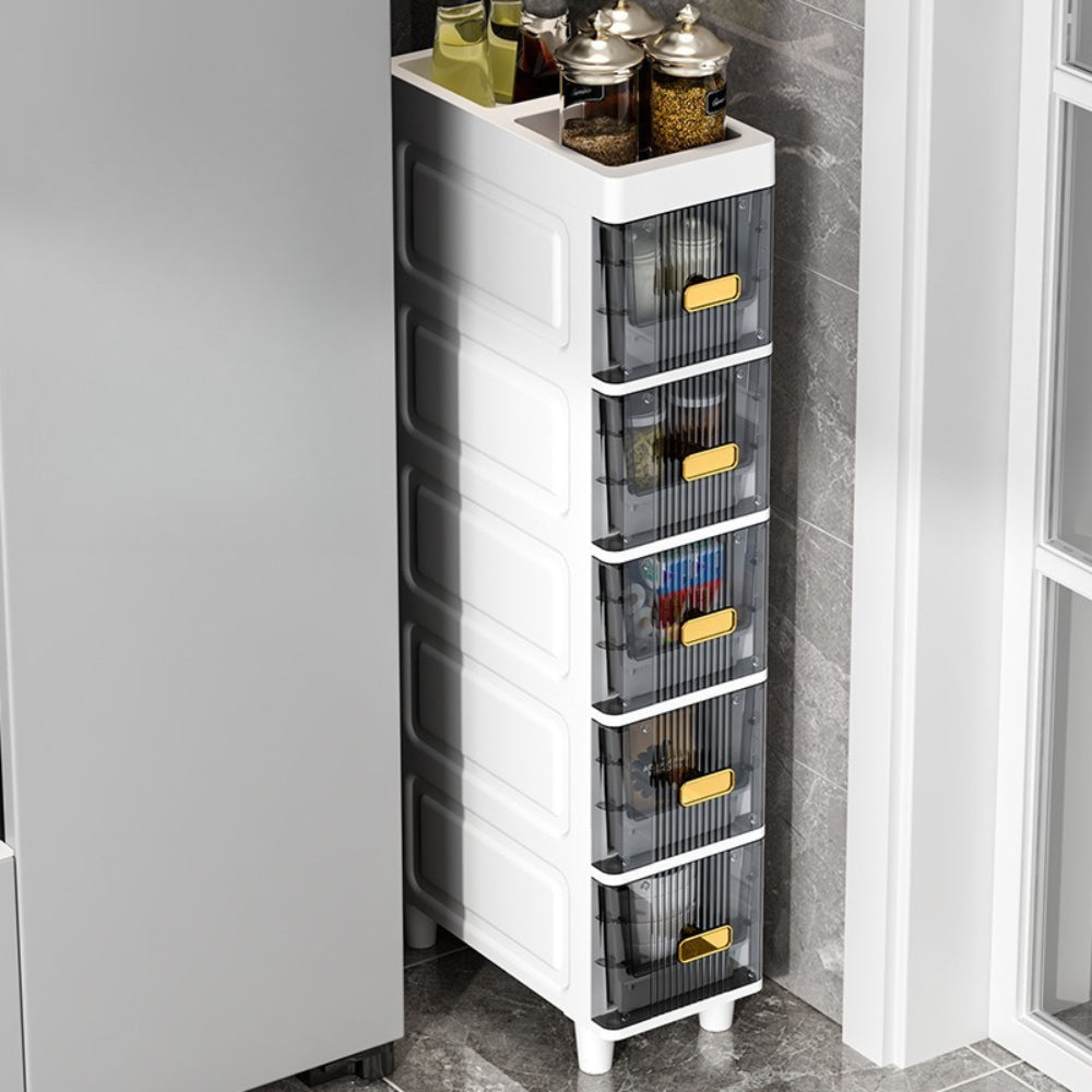 Storage Drawer Unit with Pull-Out, Plastic for home offices - Grey-5 Tier option