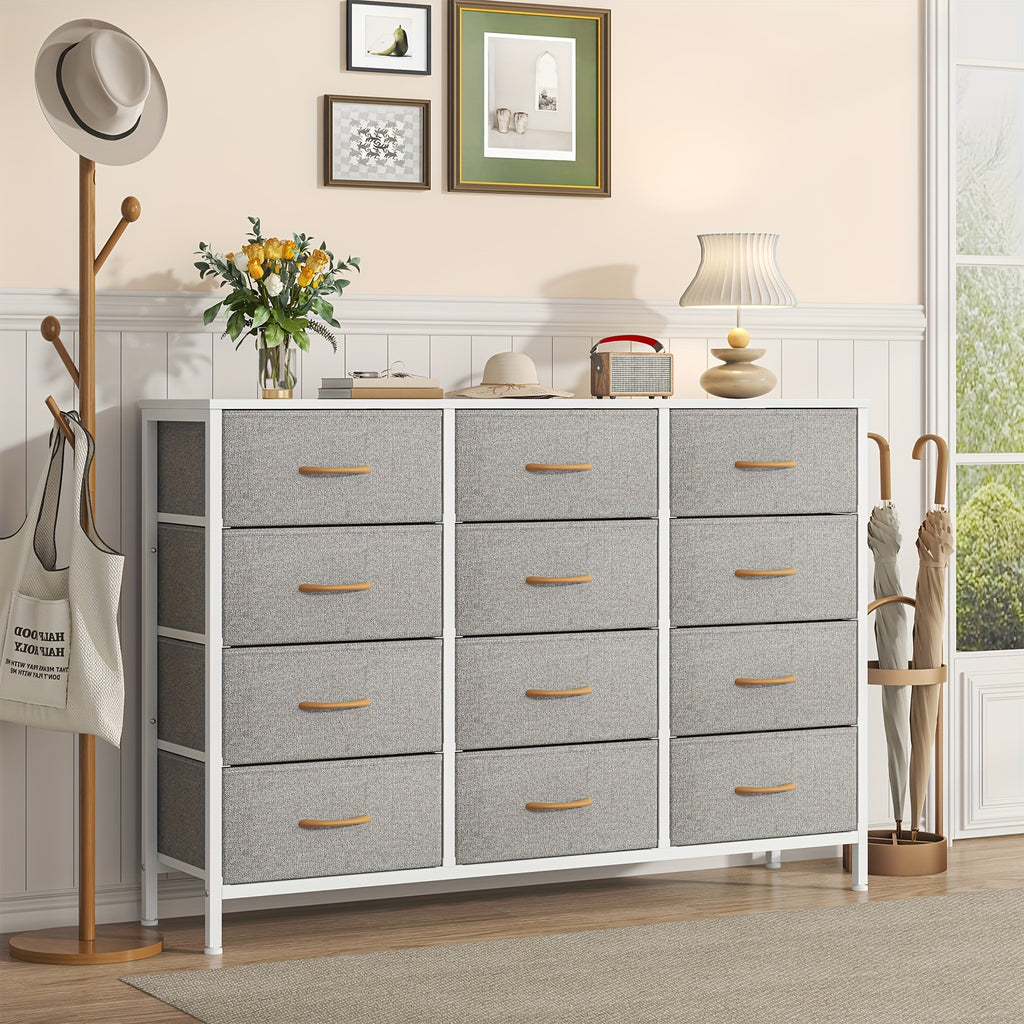Storage & Organisation with 12-Drawer Fabric Chest Tall Bedroom Unit - product gallery image 3