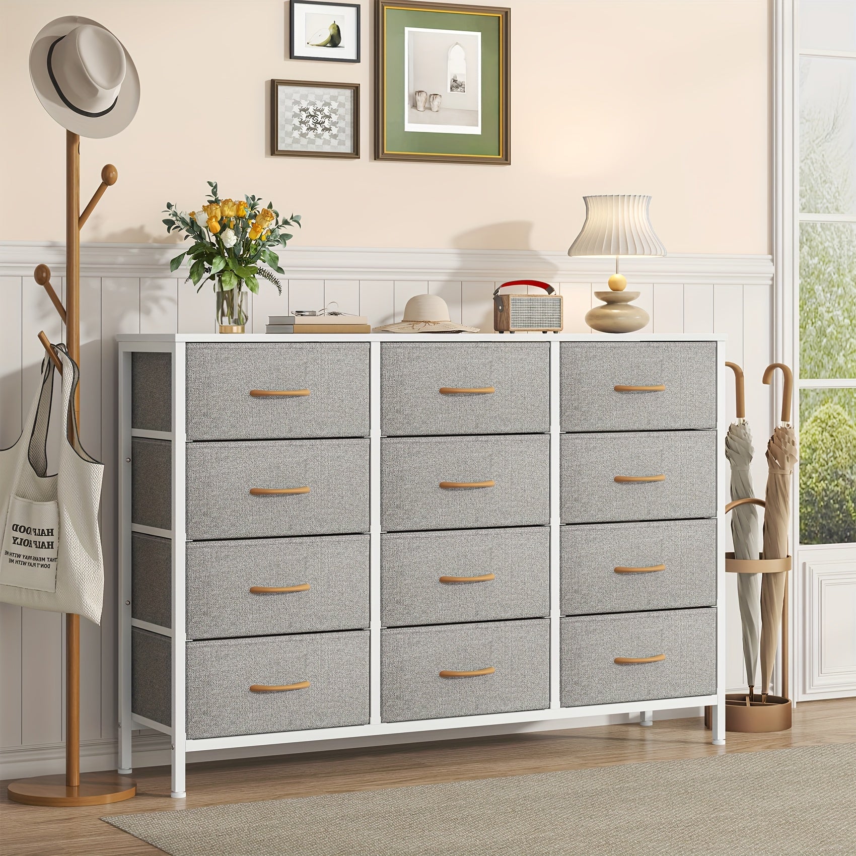 Storage & Organisation with 12-Drawer Fabric Chest Tall Bedroom Unit - product gallery image 3