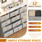Storage & Organisation with 12-Drawer Fabric Chest Tall Bedroom Unit - product gallery image 6