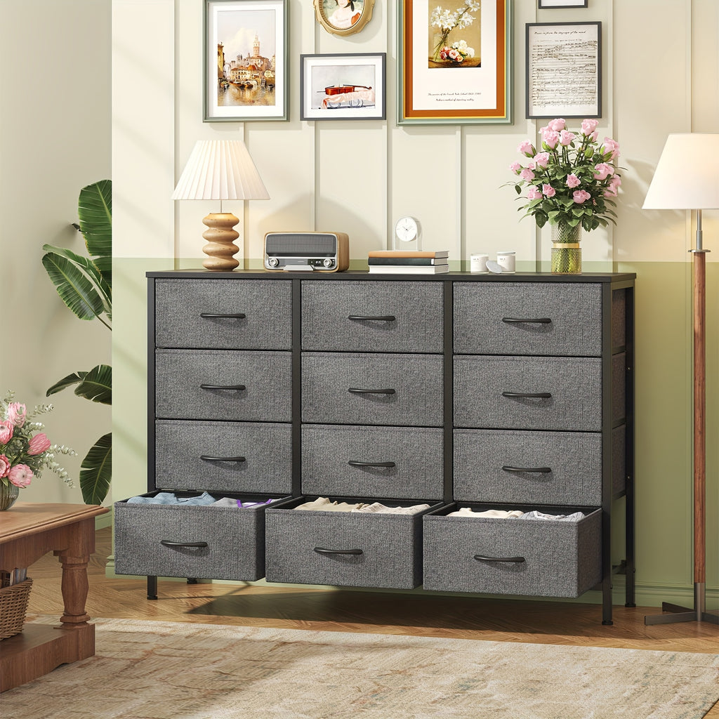 Storage & Organisation with 12-Drawer Fabric Chest Tall Bedroom Unit - product gallery image 8