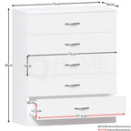 Storage & Organisation with Metal, Five-Drawer Chest Metal Handles Support Rail - product gallery image 13