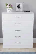 Storage & Organisation with Metal, Five-Drawer Chest Metal Handles Support Rail - product gallery image 14
