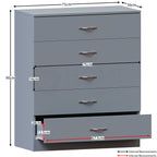 Storage & Organisation with Metal, Five-Drawer Chest Metal Handles Support Rail - product gallery image 4