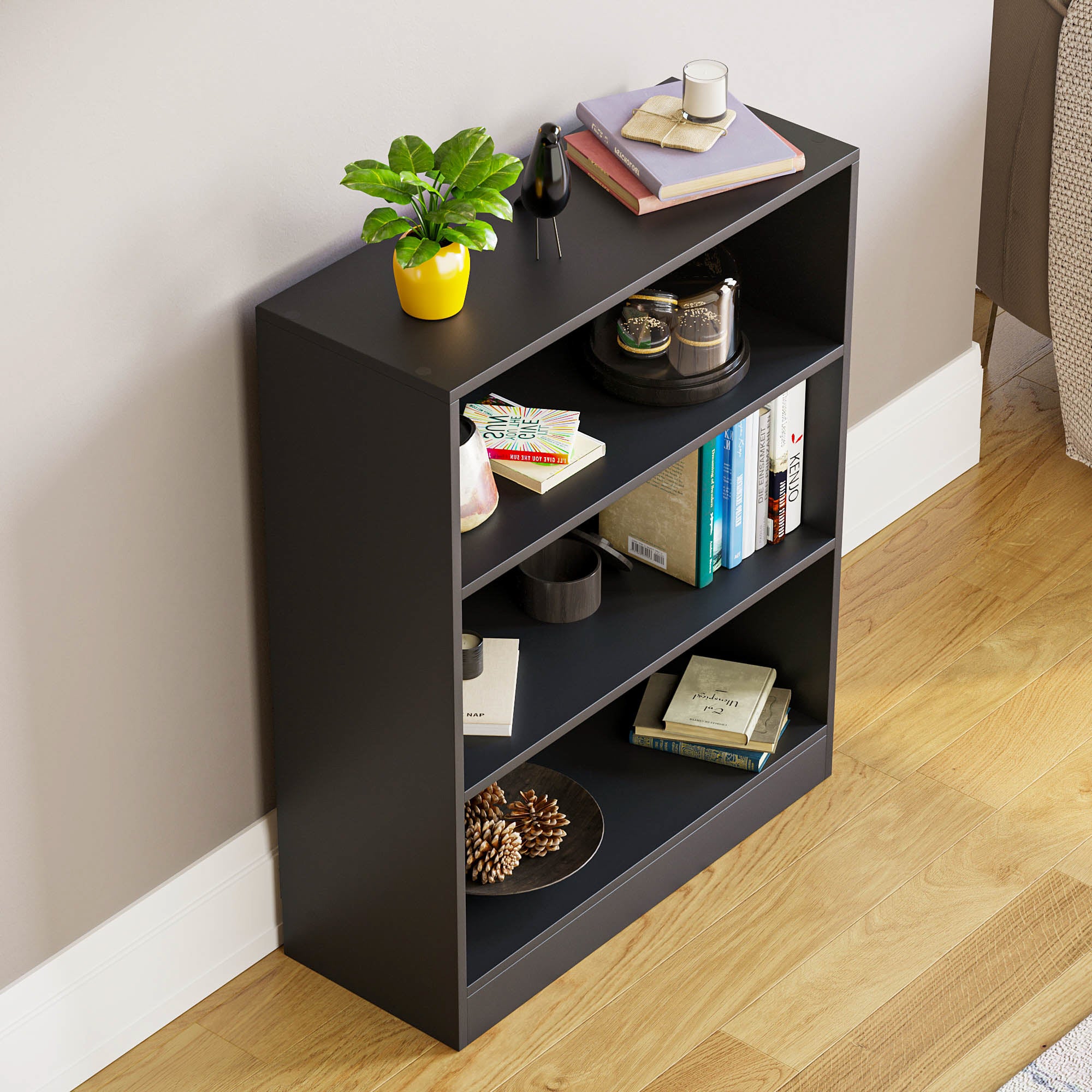 Storage & Organisation with Wood, 3 Tier Low Bookcase 3-Tier Wooden Display Shelves - product gallery image 2