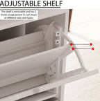 Storage Organiser with 8 Pairs, 2-Drawer Shoe Cabinet Cut-Out Handles Slim - product gallery image 14