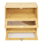 Storage Organiser with Bamboo, 1pc, Bamboo Double-Layer Bread Bin Sliding Lid - product gallery image 7