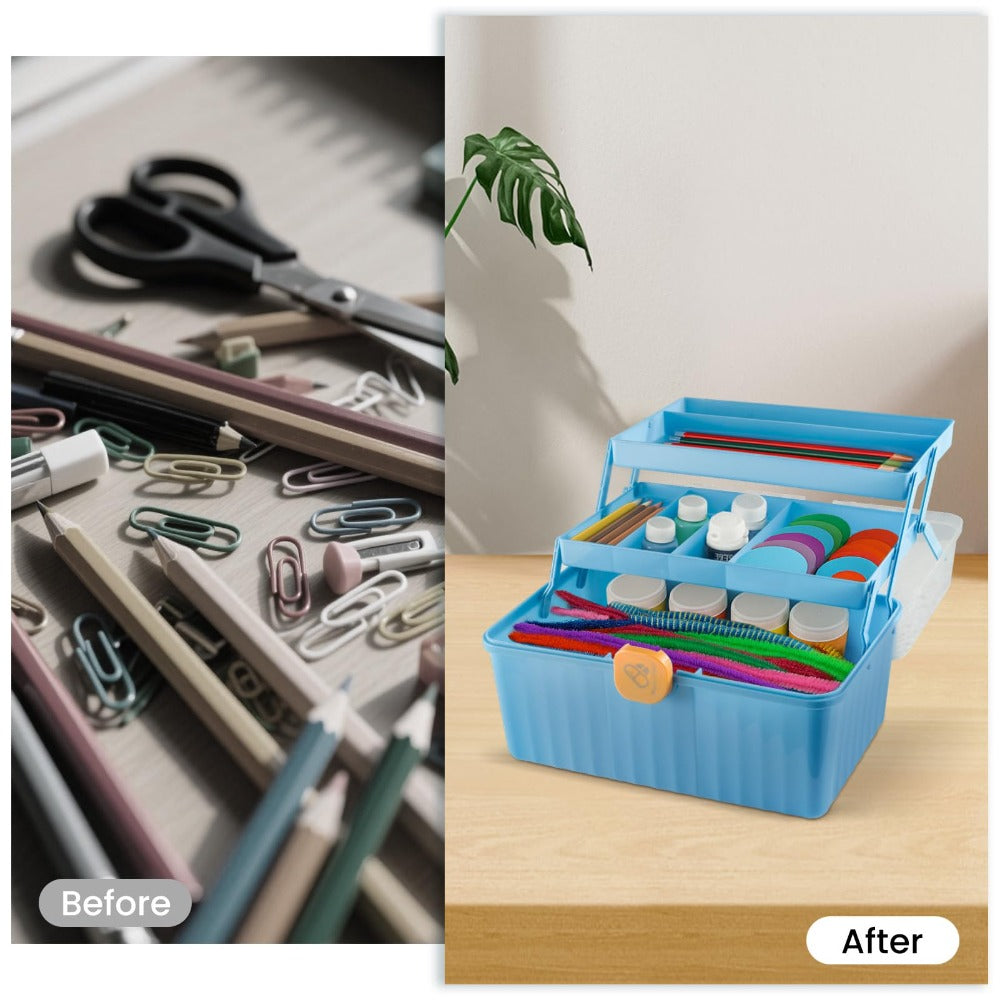 Storage Organiser with Foldable, Plastic, 3-Layer Multipurpose Box Large Capacity - product gallery image 4