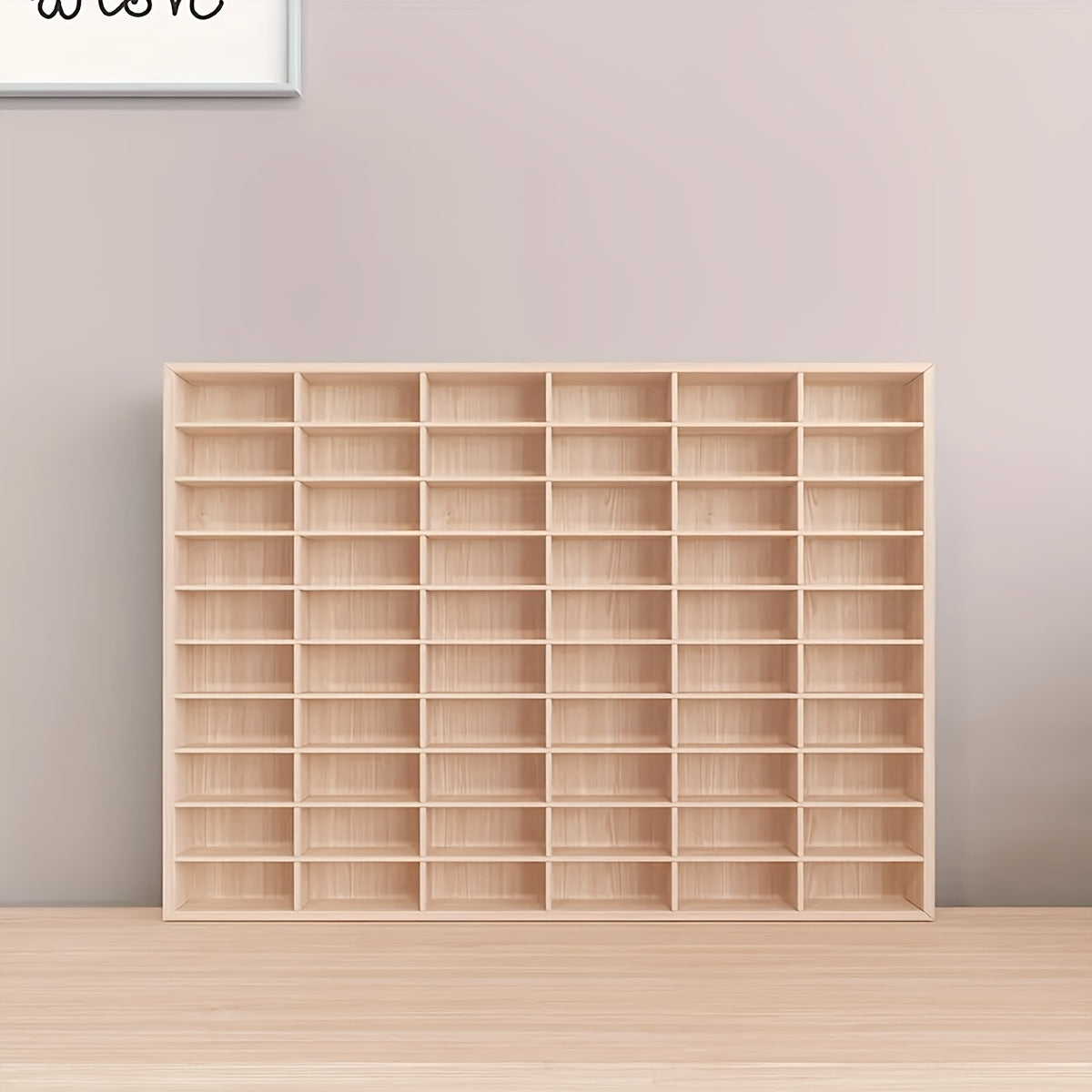 Storage Organiser with Wall-Mounted, Wheels, Wood, Wooden Car Model Display Rack Grid - product gallery image 2